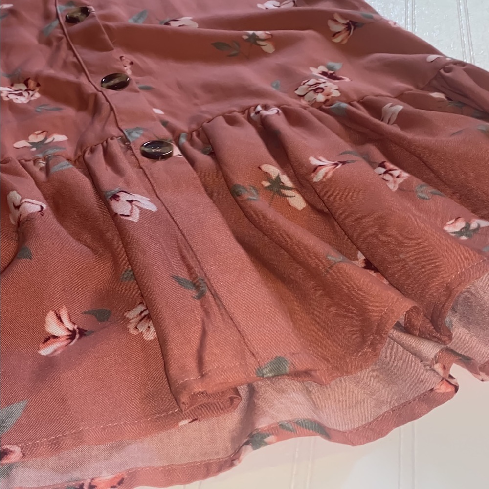 NWT: Dusty Rose Floral Botton-Down Baby Doll Dress​ - Picture 4 of 5